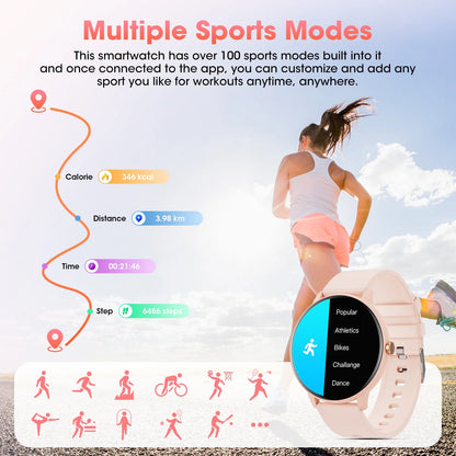 CARKIRA 1.39’ Women'S Smartwatch with Fitness Tracker, Answer/Call/100+ Sport Modes, Fitness Watch Fits for Android & Iphone Devices (Pink)