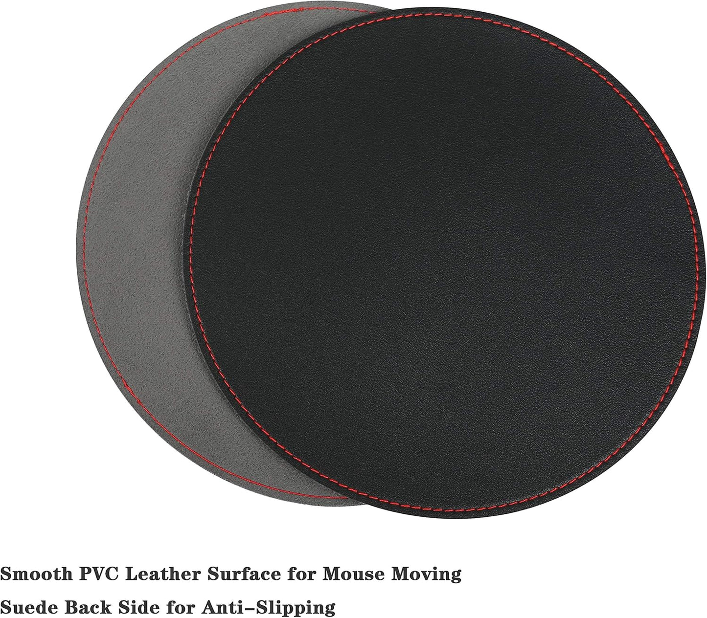 2 Pack Mouse Pads, Ultra Thin Waterproof PVC Leather Mouse Pad,Stitched Edges,Works for Computers, Laptop,All Types of Mouse Pad, Office/Home(8.66'',2 Pack, Black)