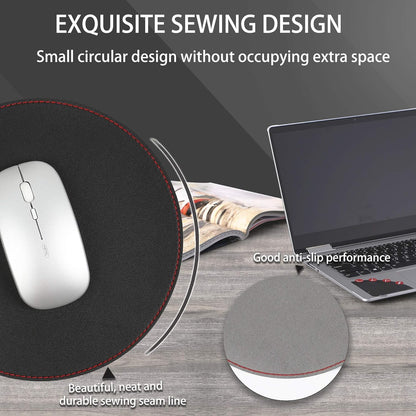 2 Pack Mouse Pads, Ultra Thin Waterproof PVC Leather Mouse Pad,Stitched Edges,Works for Computers, Laptop,All Types of Mouse Pad, Office/Home(8.66'',2 Pack, Black)